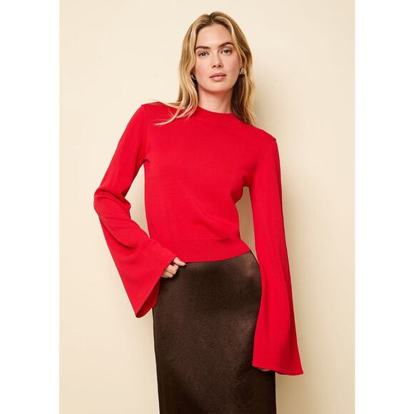 Solid & Striped Babetta Bell Sleeve Sweater Apple Red - M - Picture 1 of 7